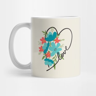 Floral Heart Love Letters for Flower Lovers Mug